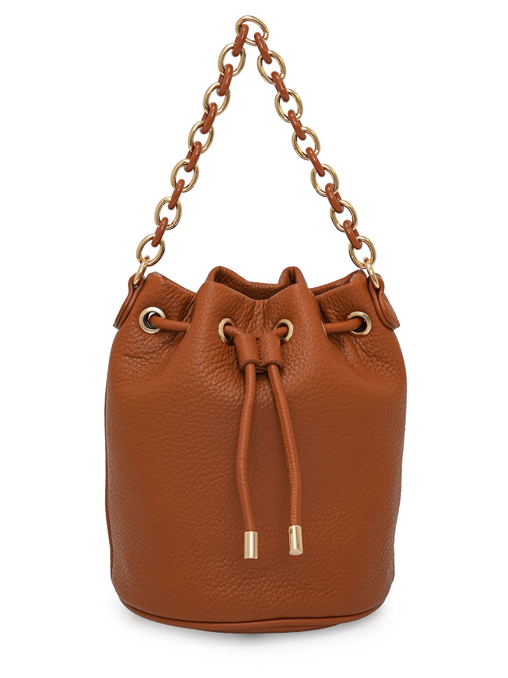 Kahverengi Zincir Detaylı Büzgülü Kadın Omuz Çantası MB03-1