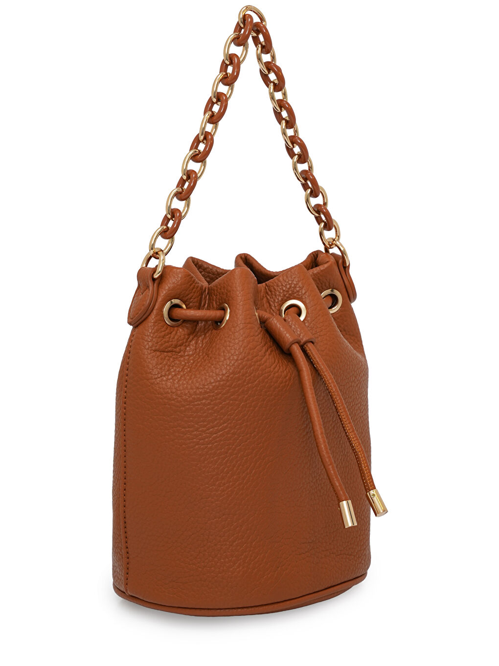 Kahverengi Zincir Detaylı Büzgülü Kadın Omuz Çantası MB03-2