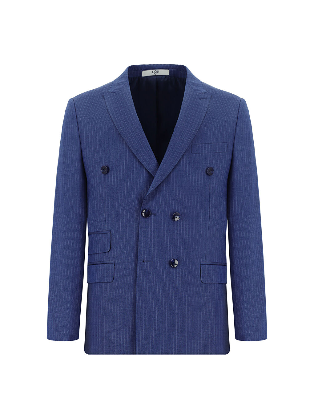 Lacivert Super Slim Fit Ekstra Dar Kesim Çizgili Kruvaze Takım Elbise-1