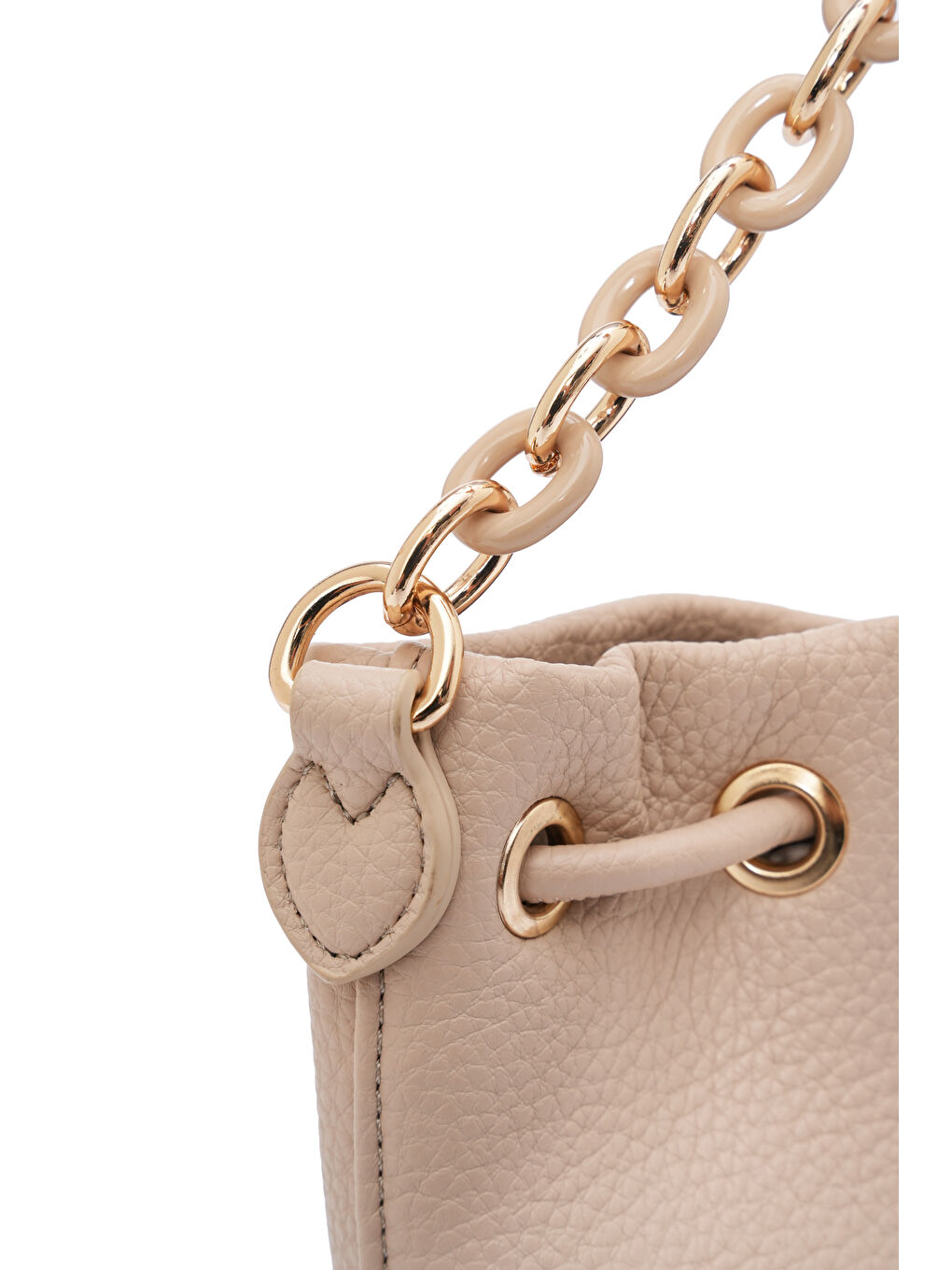 Bej Zincir Detaylı Büzgülü Kadın Omuz Çantası MB03-3