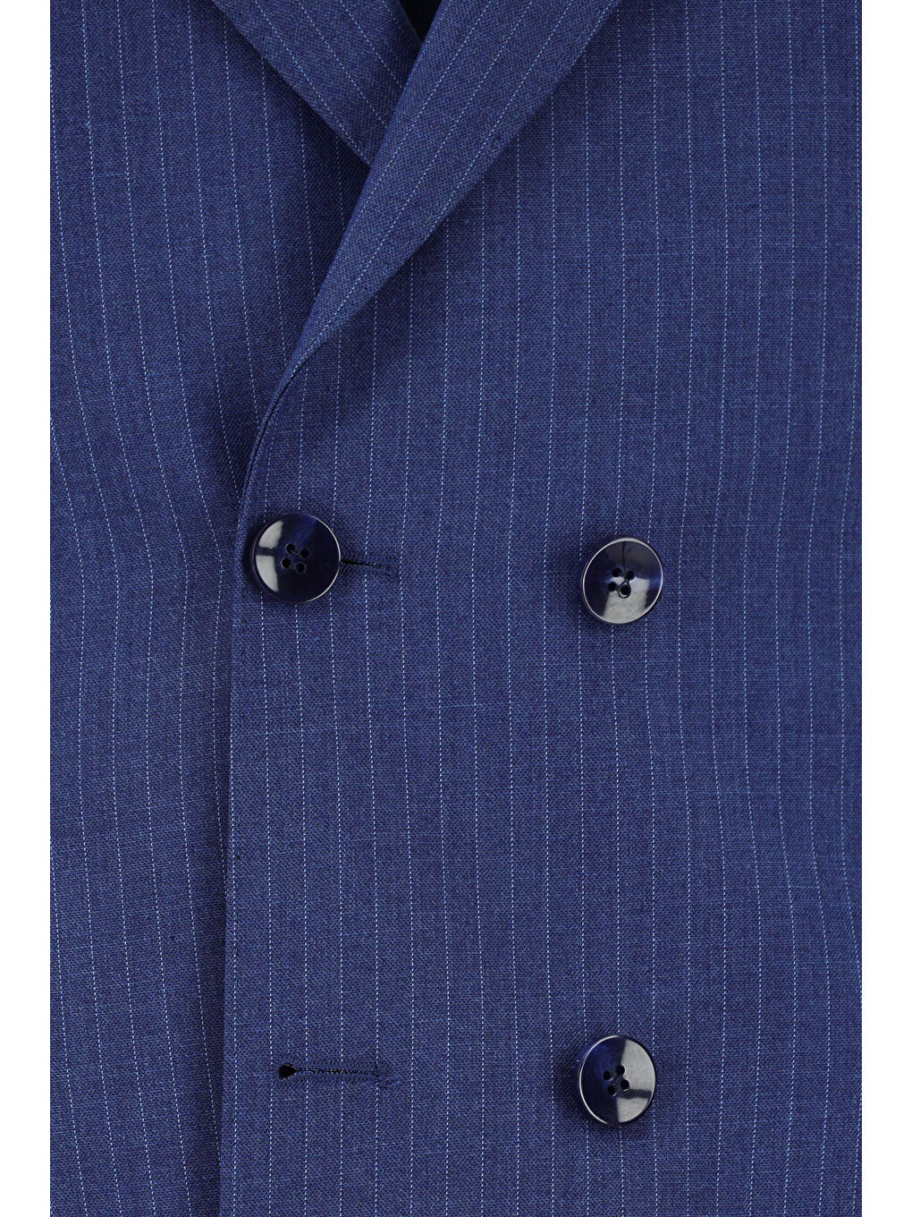 Lacivert Super Slim Fit Ekstra Dar Kesim Çizgili Kruvaze Takım Elbise-3