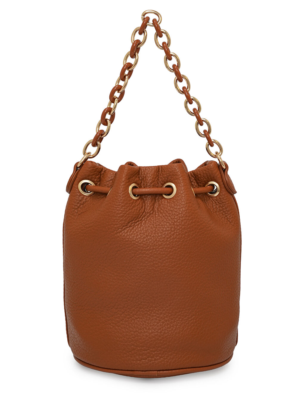 Kahverengi Zincir Detaylı Büzgülü Kadın Omuz Çantası MB03-6