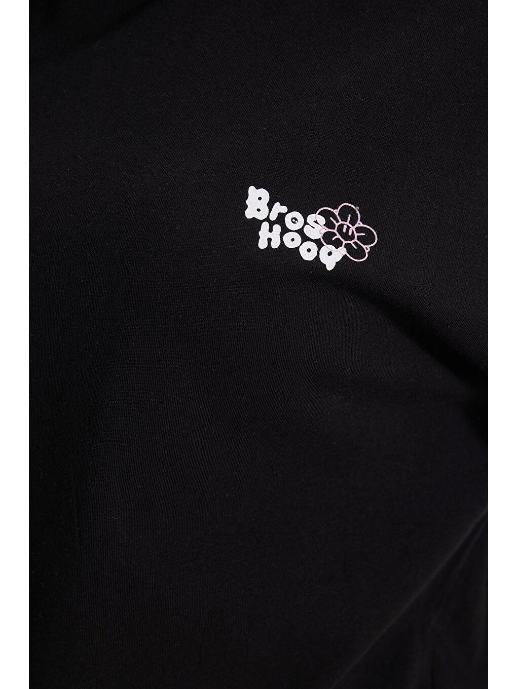 Kadın Oversize Geniş Kesim Bisiklet Yaka %100 Pamuk Yumuşak Dokulu Baskılı Siyah Tişört-3