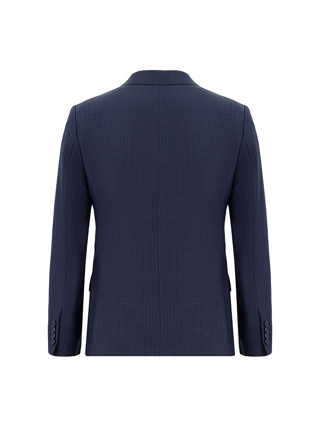 Lacivert Super Slim Fit Ekstra Dar Kesim Çizgili Kruvaze Takım Elbise-2