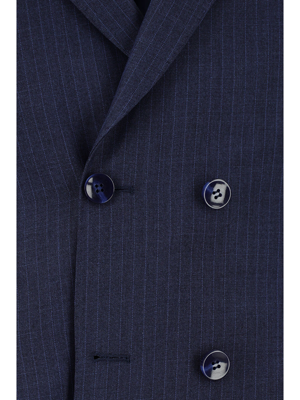 Lacivert Super Slim Fit Ekstra Dar Kesim Çizgili Kruvaze Takım Elbise-3