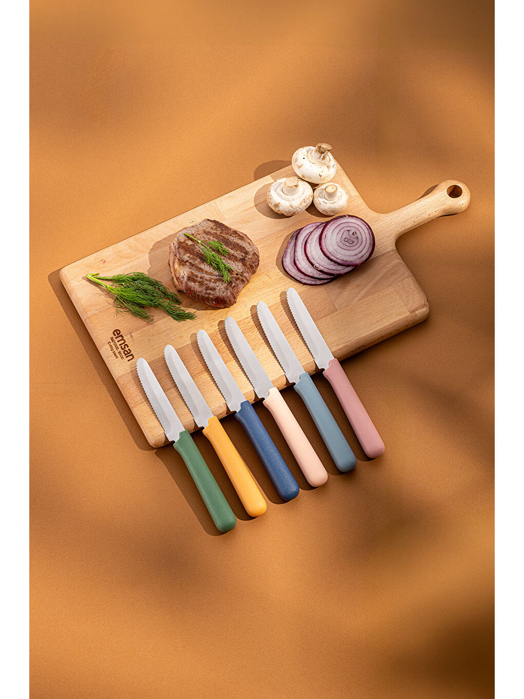 Pembe Rustik 6'lı Steak Bıçak Seti