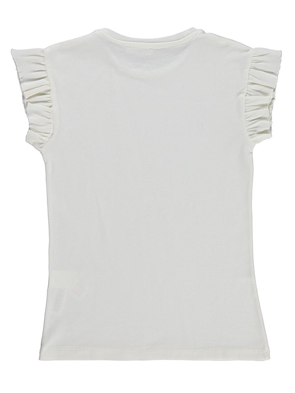 Girls Kolu Brodeli 10-13 Yaş Tişört - Kırık Beyaz-1