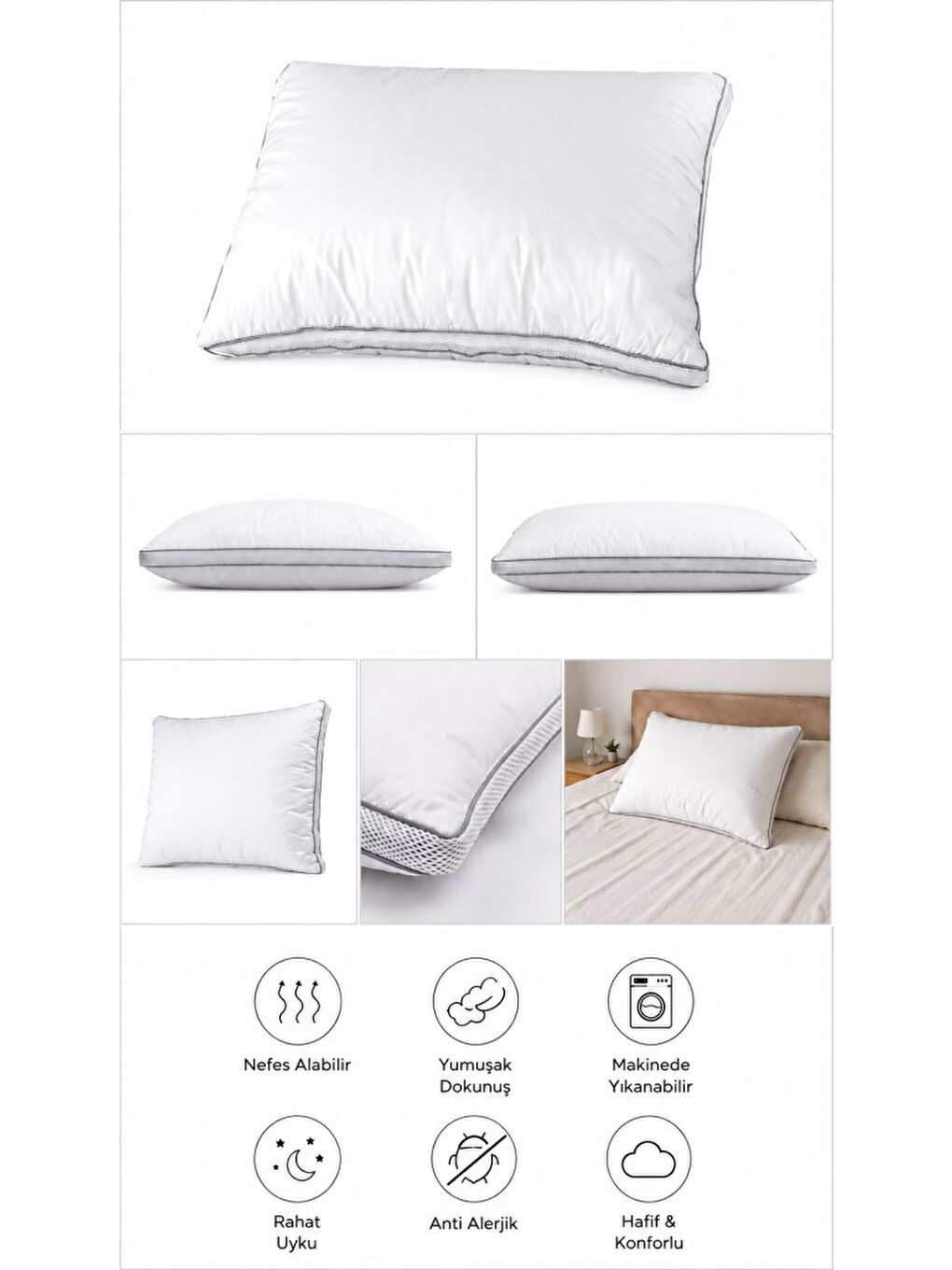 Beyaz Aida Hava Kanallı Yastık 50x70 900 Gr-1