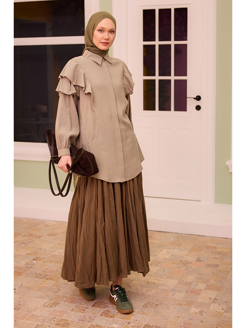 Kadın Kraş Etek  Haki Yeşil-2