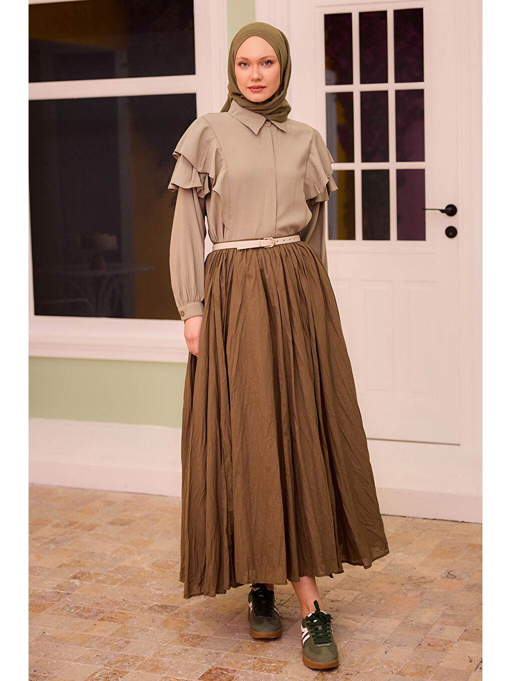 Kadın Kraş Etek  Haki Yeşil-3