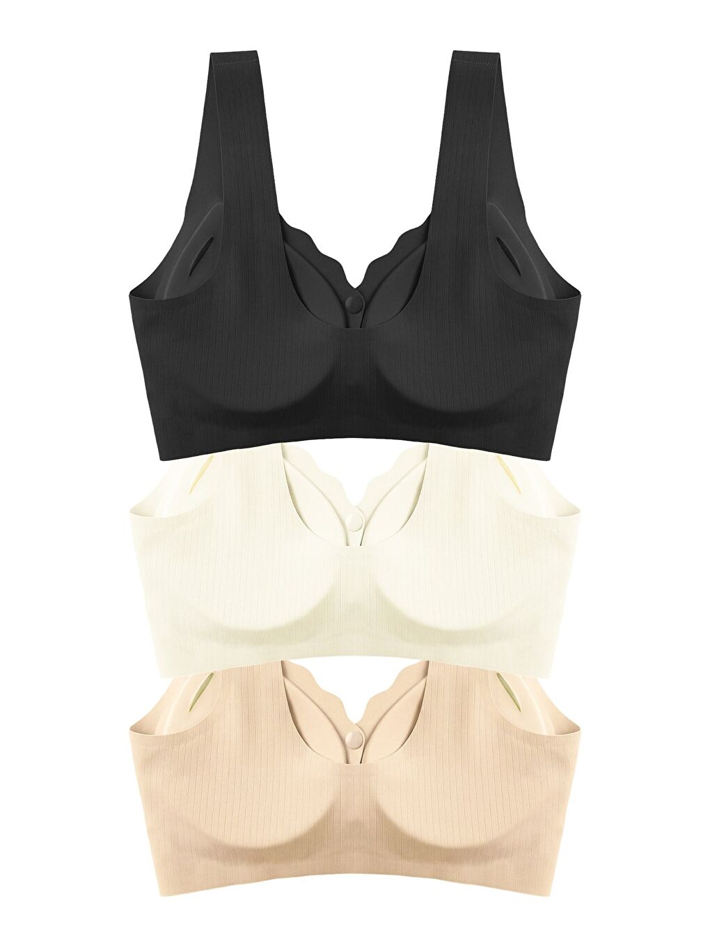 Karışık Seamless Bra - Feel | Lazer Kesim Çizgi Detaylı Önü Açılabilir Dikişsiz Kadın Sütyen 3'Lü Paket-1