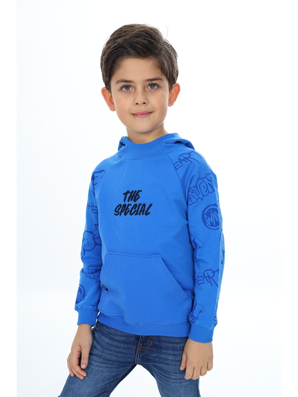 Mavi Erkek Çocuk Nakışlı Sweatshirt-1