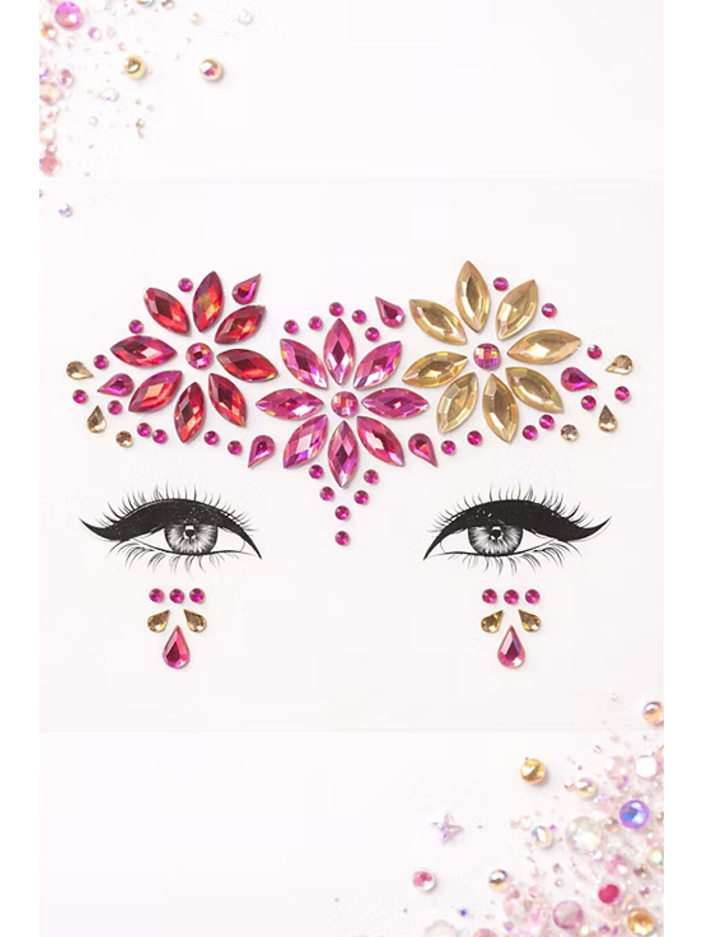 Pembe Çiçek Model Kız Çocuk Yüz Sticker-1