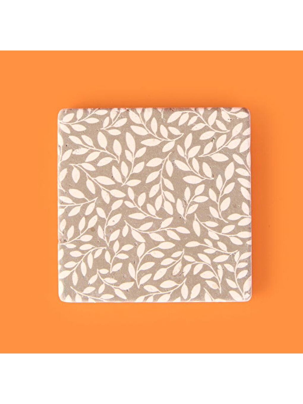 Karışık Kitchen Yapraklar Taş Bardak Altlığı - Renkli - 10x10 cm