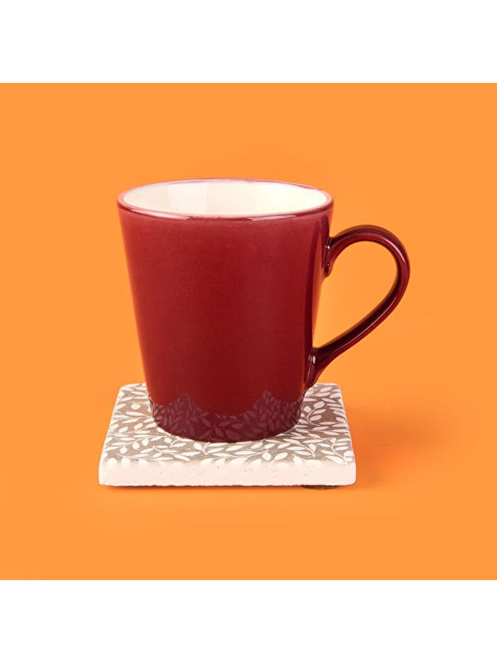 Karışık Kitchen Yapraklar Taş Bardak Altlığı - Renkli - 10x10 cm-1