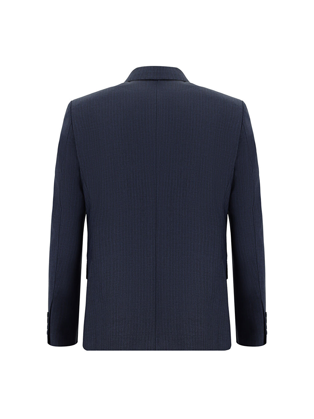 Lacivert Regular Fit Çizgili Kruvaze Takım Elbise-2