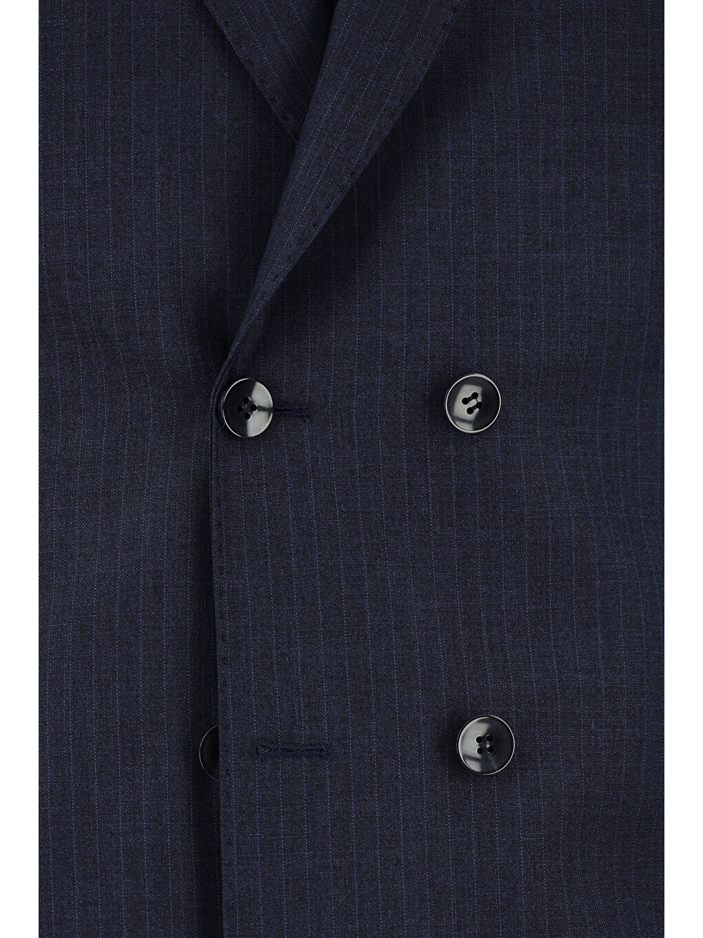 Lacivert Regular Fit Çizgili Kruvaze Takım Elbise-3