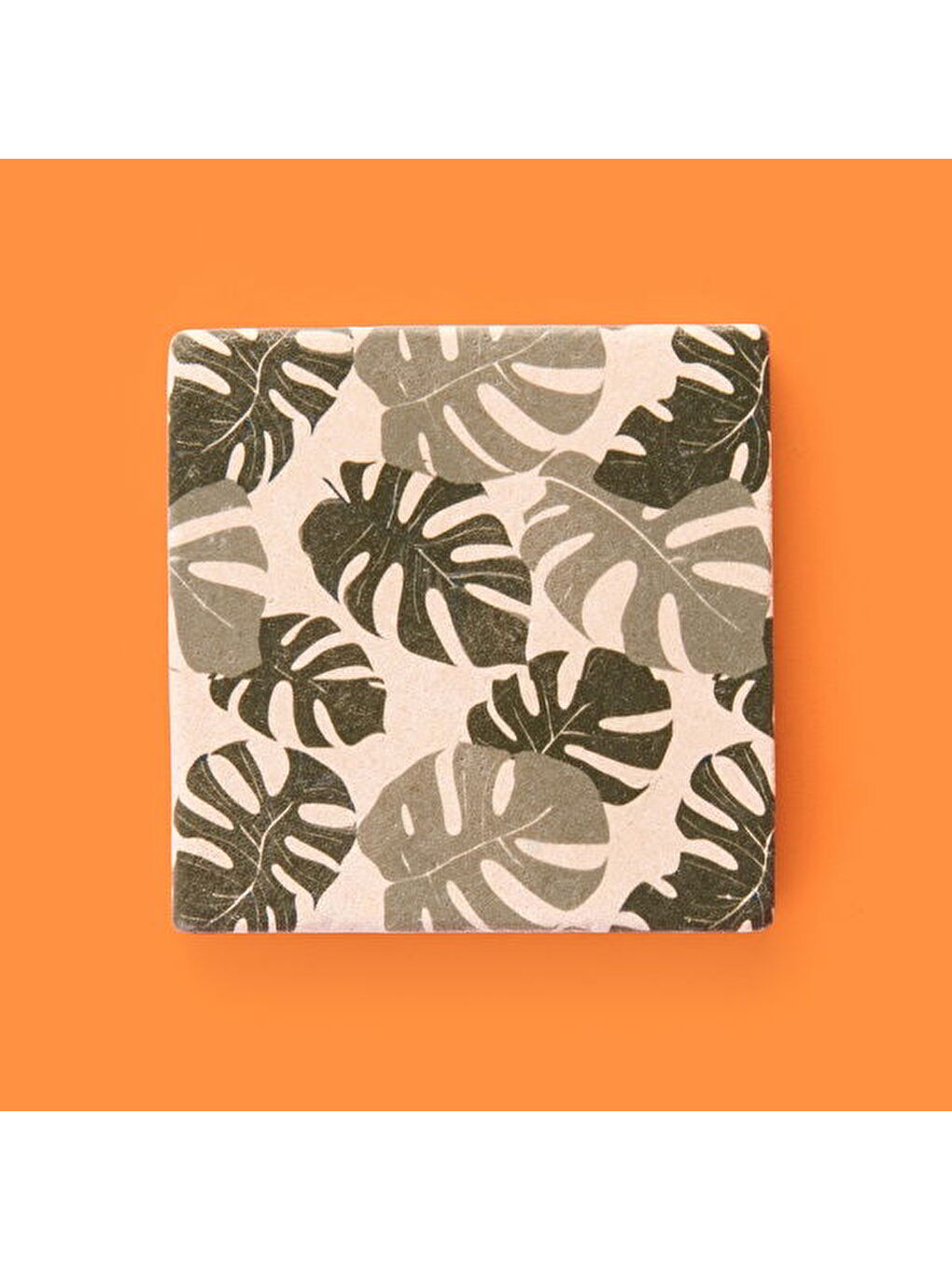 Karışık Kitchen Yapraklı Taş Bardak Altlığı - Renkli - 10x10 cm