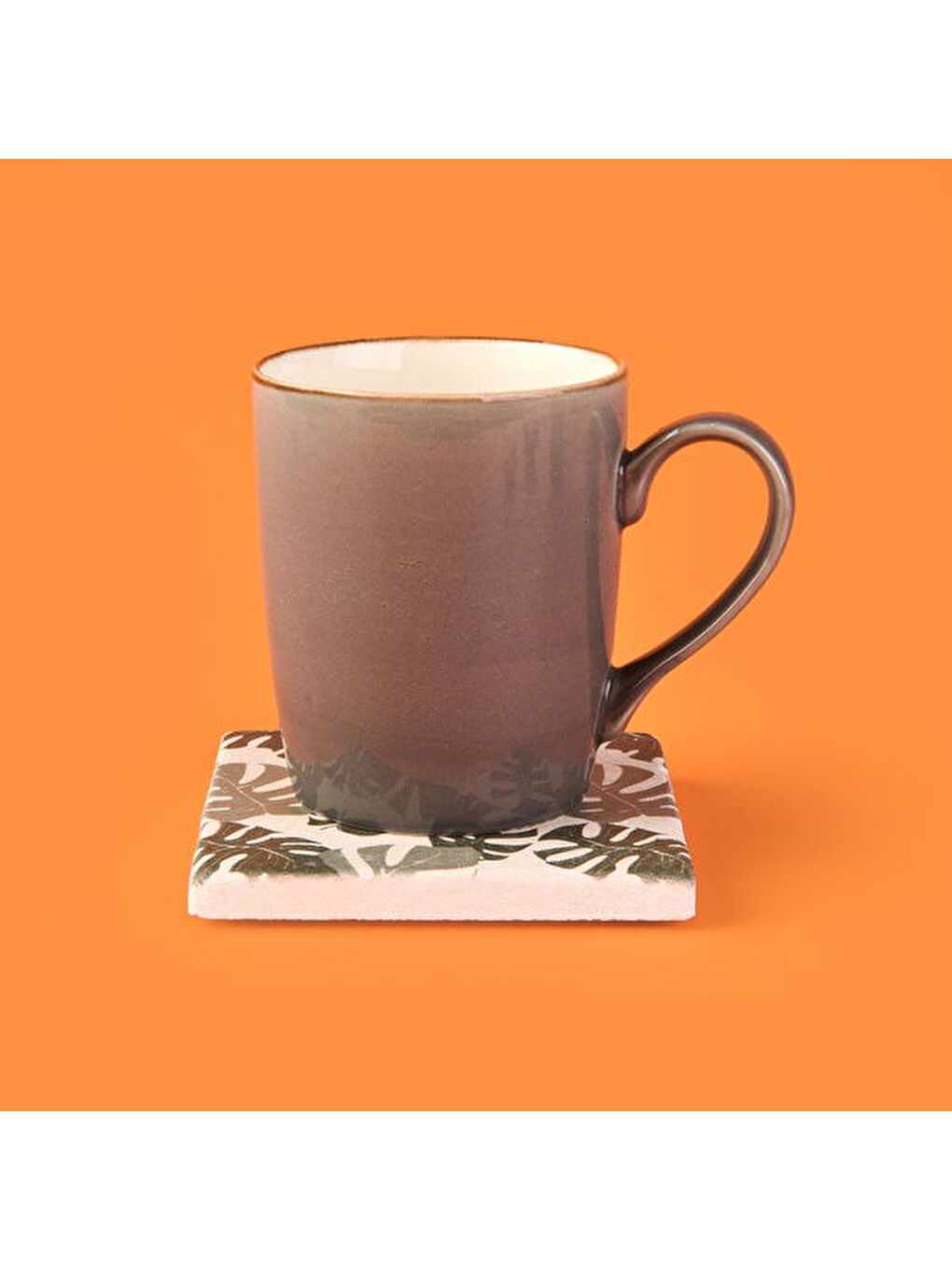 Karışık Kitchen Yapraklı Taş Bardak Altlığı - Renkli - 10x10 cm-1