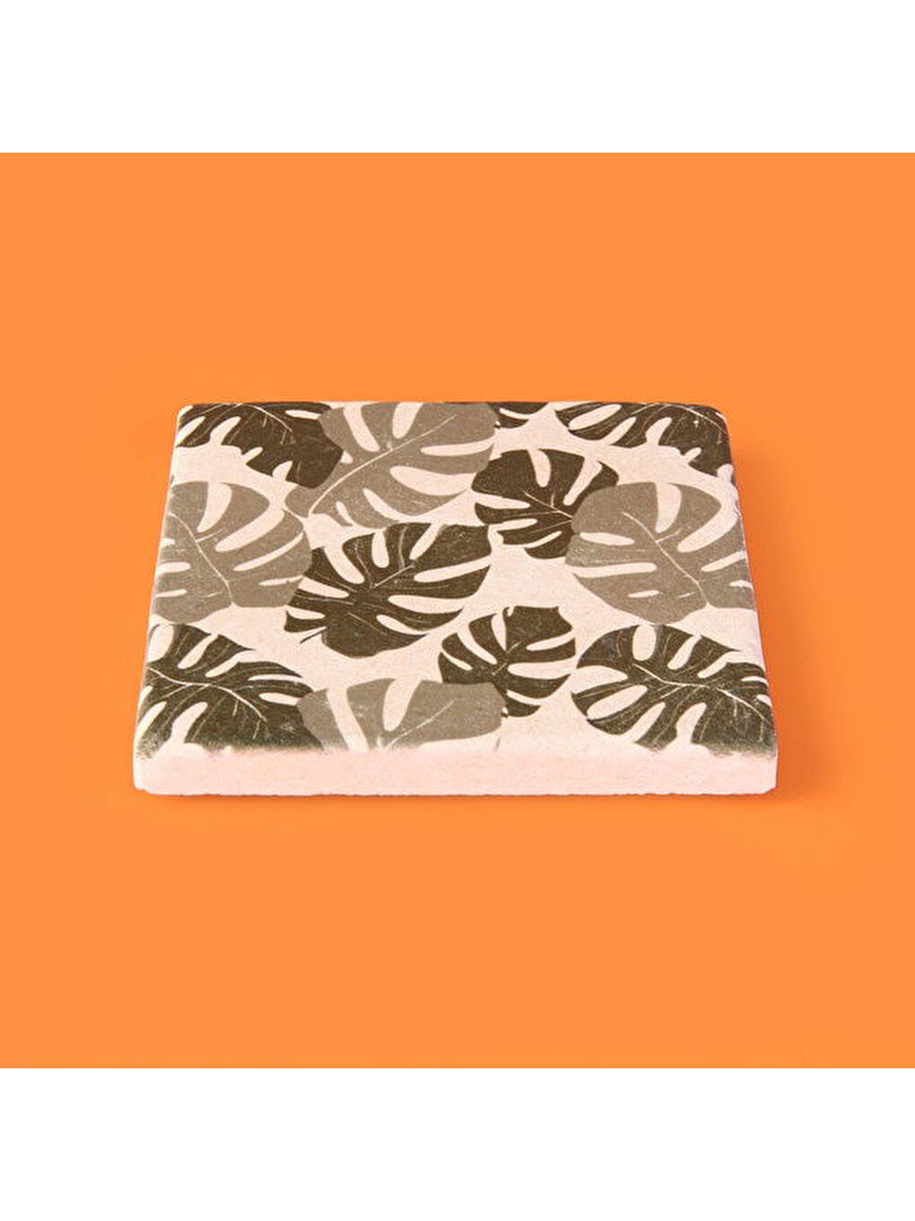 Karışık Kitchen Yapraklı Taş Bardak Altlığı - Renkli - 10x10 cm-2