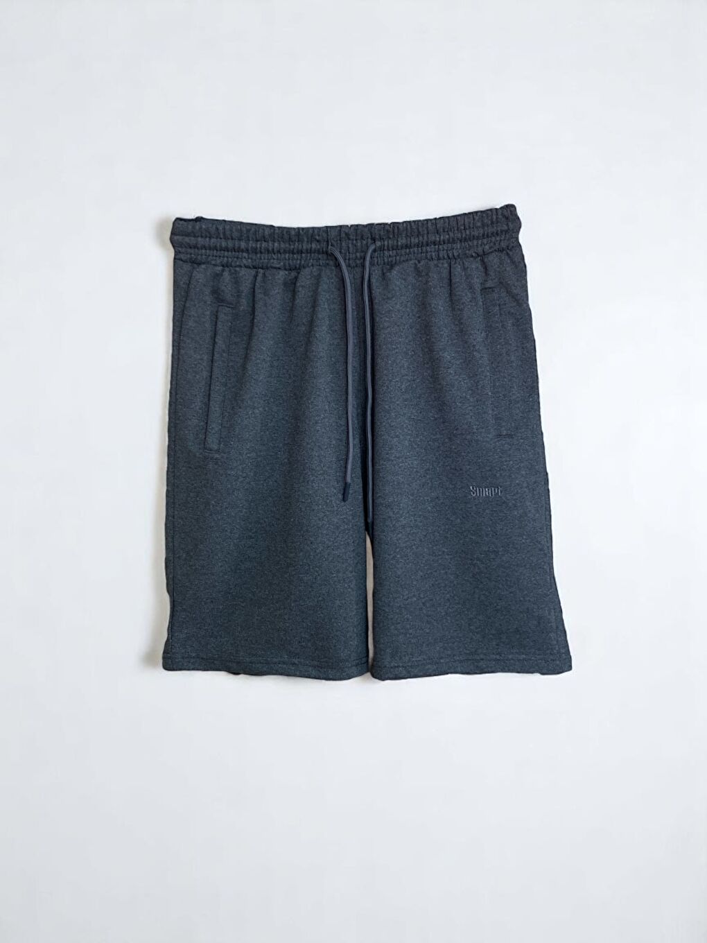 Gri Erkek Füme Fermuarlı Cepli Pamuklu Şort