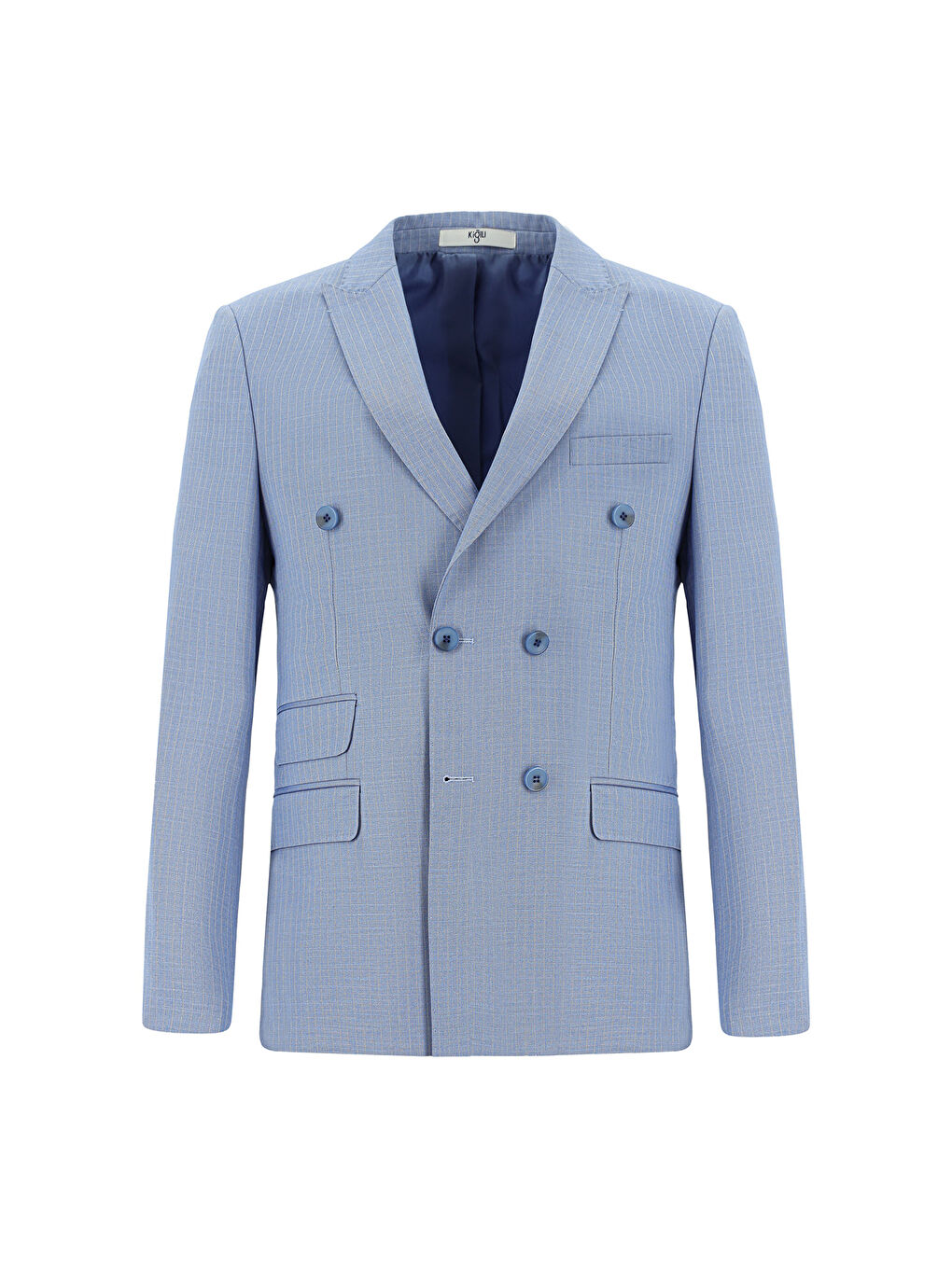 Mavi Super Slim Fit Ekstra Dar Kesim Çizgili Kruvaze Takım Elbise-1