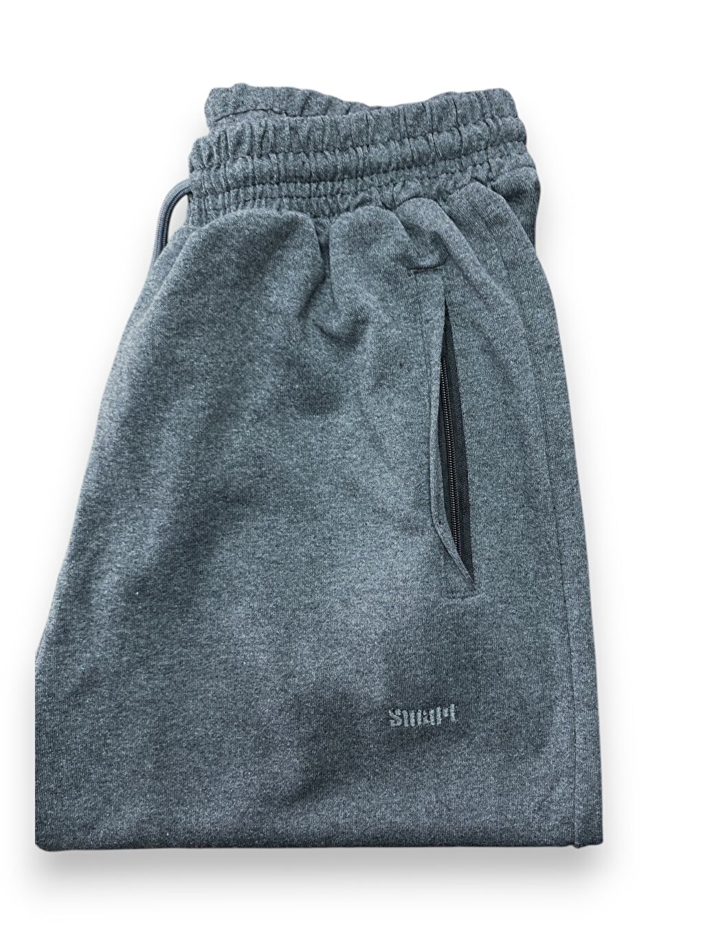 Gri Erkek Füme Fermuarlı Cepli Pamuklu Şort-3