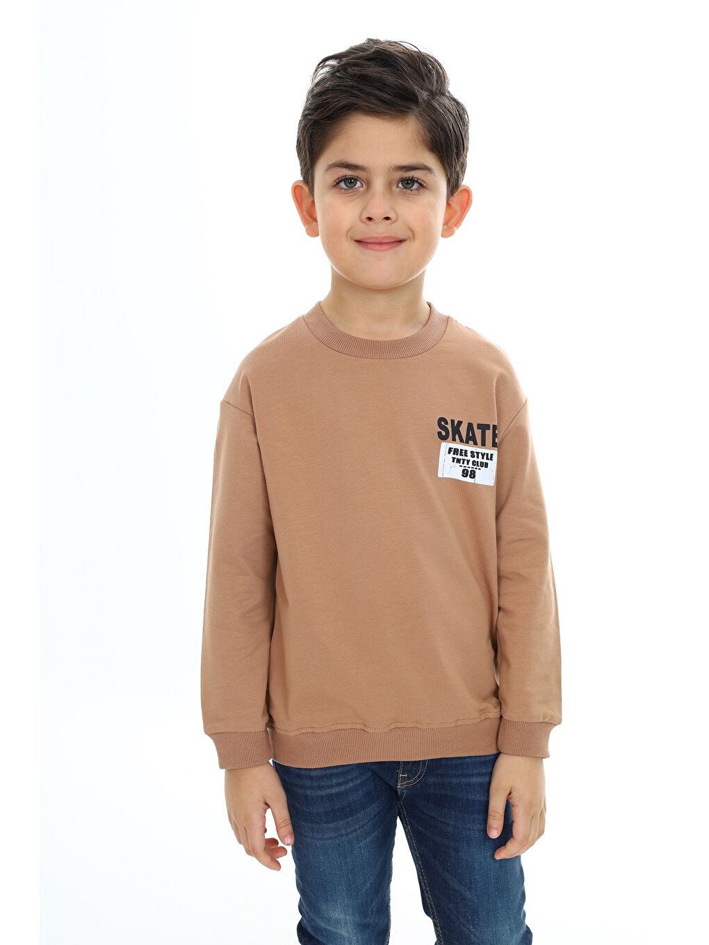 Toontoykids Kahverengi Erkek Çocuk Baskılı Sweatshirt