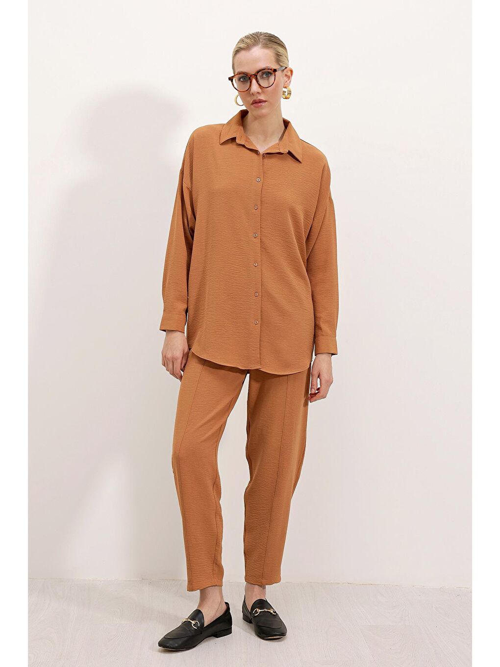 Kahverengi 6593 Oversize İkili Takım - Taba