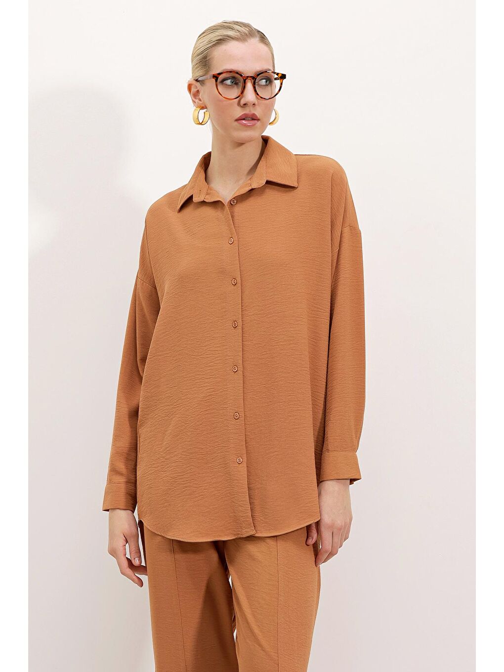 Kahverengi 6593 Oversize İkili Takım - Taba-3