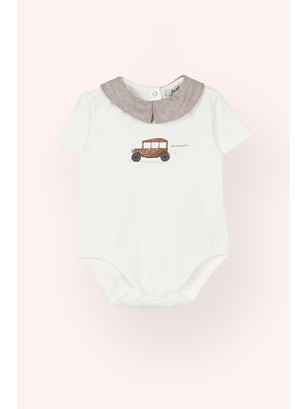 Erkek Çocuk Yakalı Kısa Kollu Body Ekru