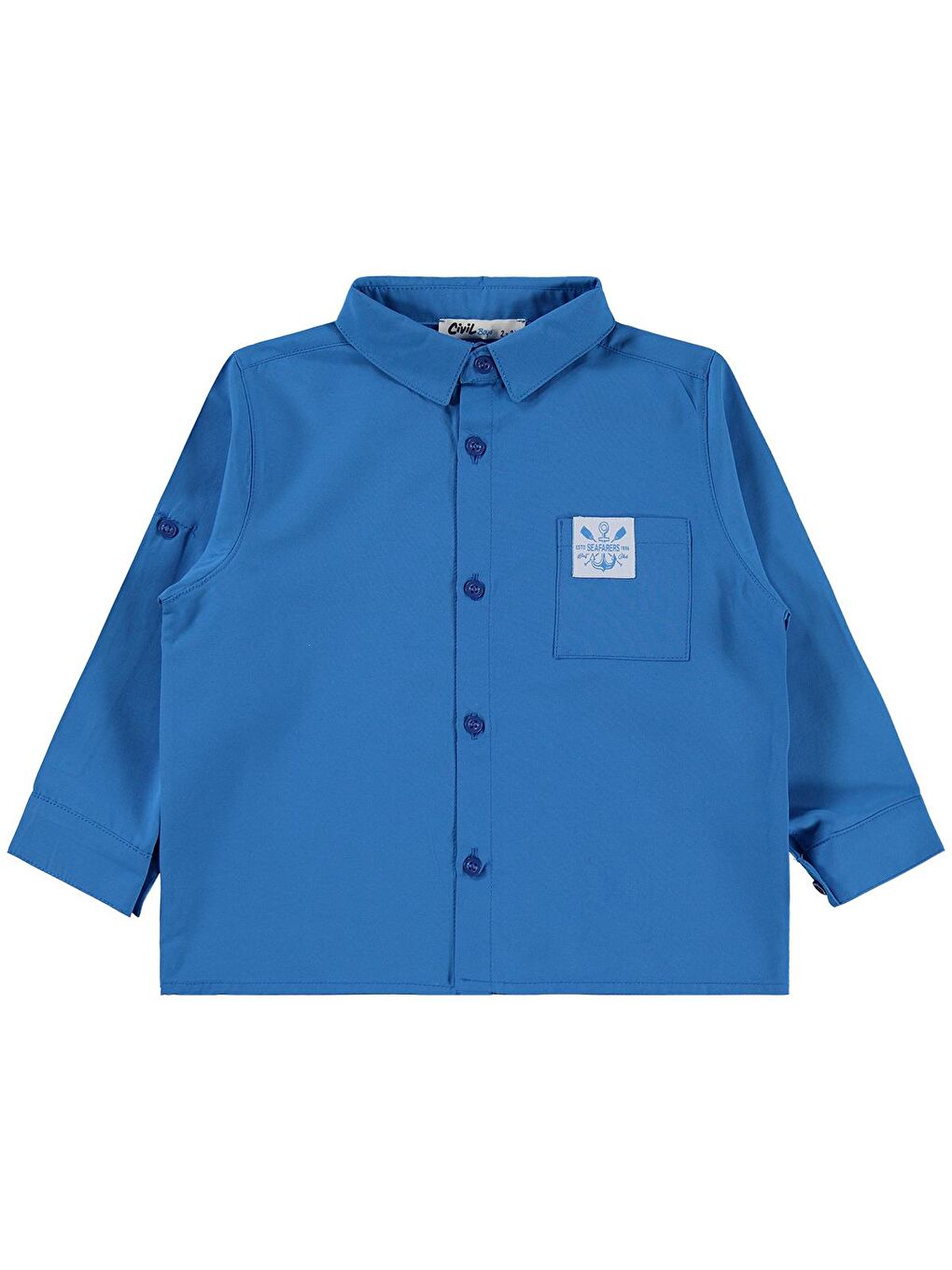 Turkuaz Boys Sailin Baskılı Tişörtlü 2-5 Yaş Gömlek - Mavi-2