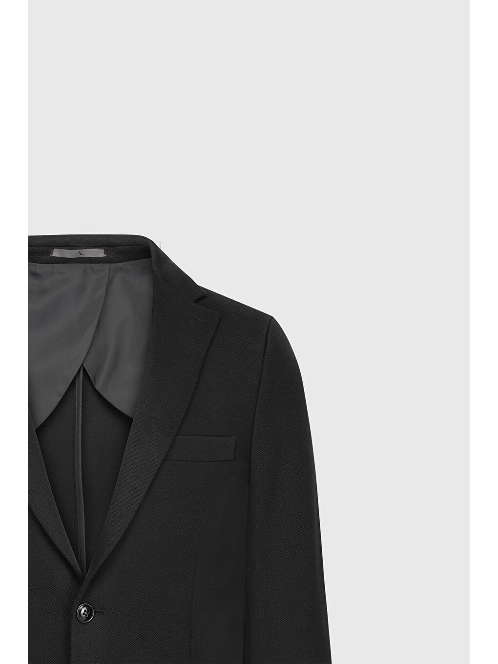 Erkek Siyah Pamuklu Slim Fit Dar Kesim Mono Yaka Kapak Cepli Ceket-7