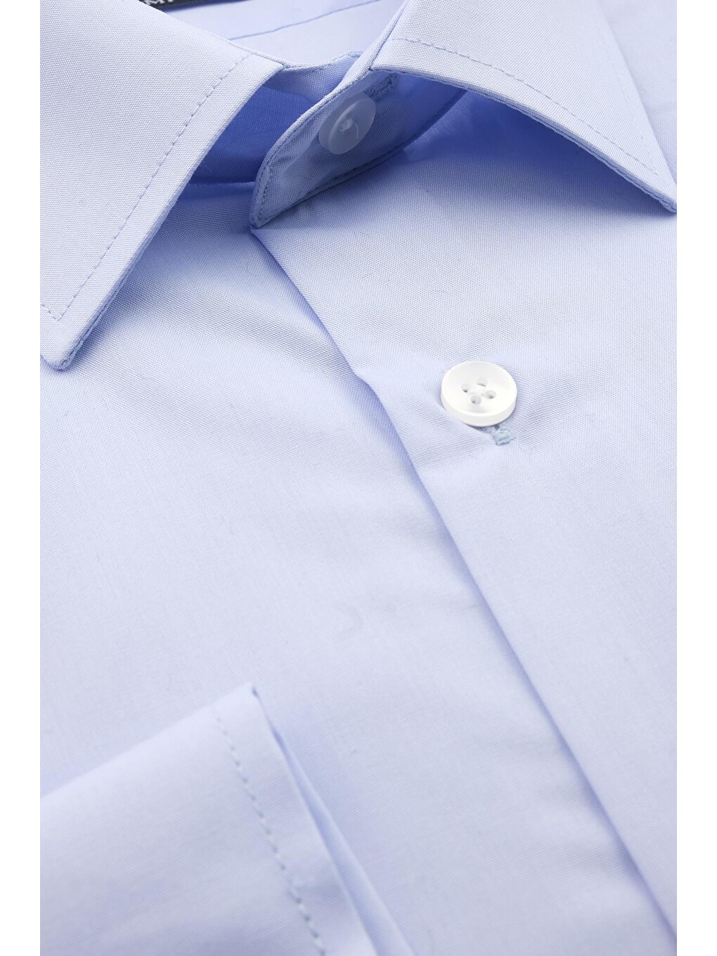 Mavi Uzun Kol Düz Bez Ayağı 041 Sert Yaka Basic Comfort Fit Gömlek 1004245051-2
