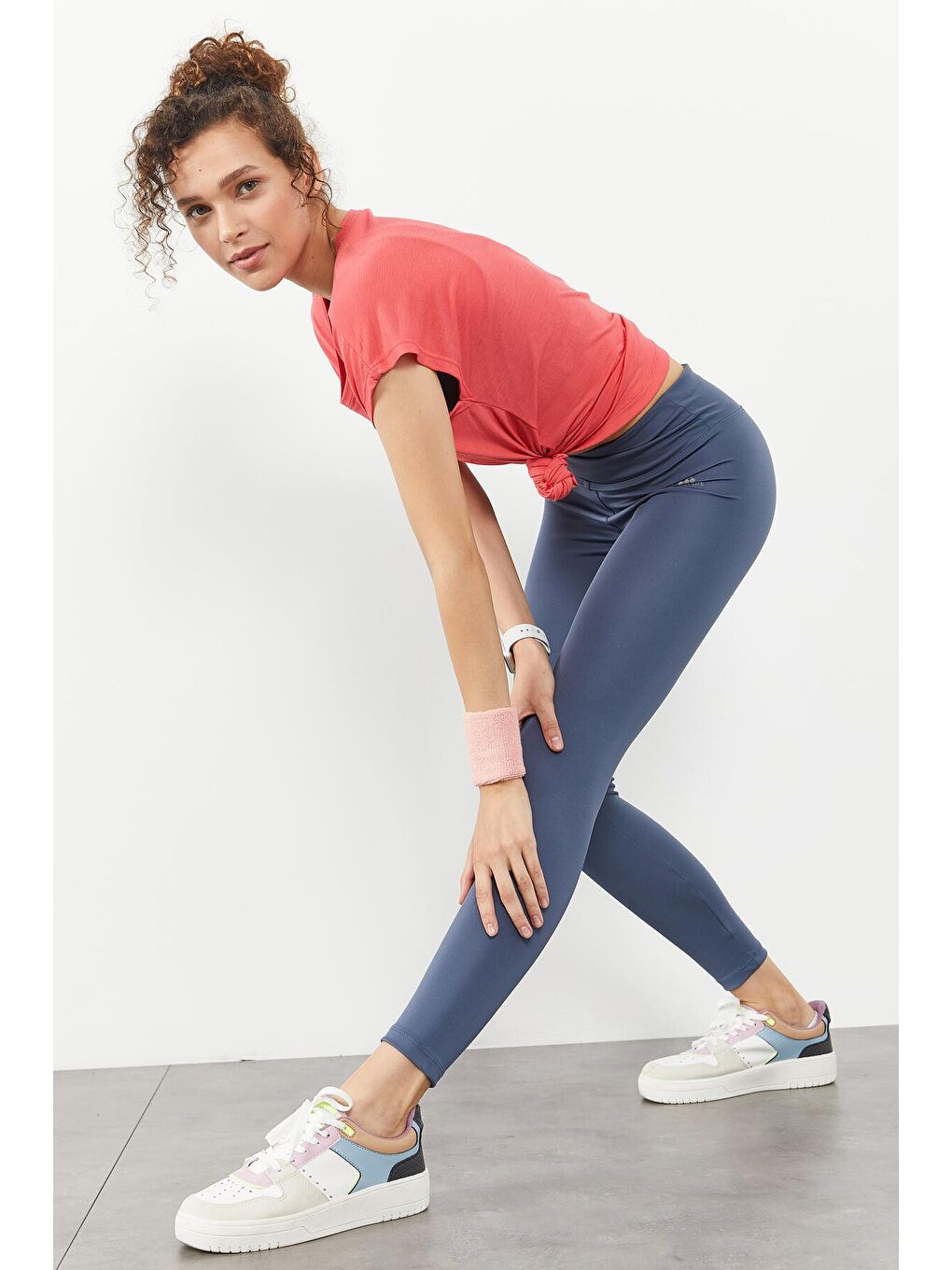 Petrol Yüksek Bel Streç Slim Fit Dar Paça Kadın Tayt - 94545