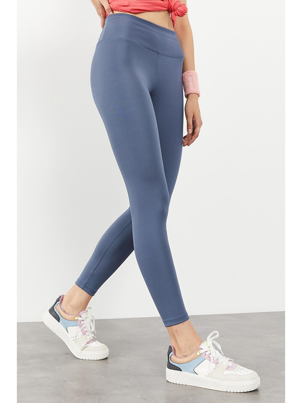 Petrol Yüksek Bel Streç Slim Fit Dar Paça Kadın Tayt - 94545-1