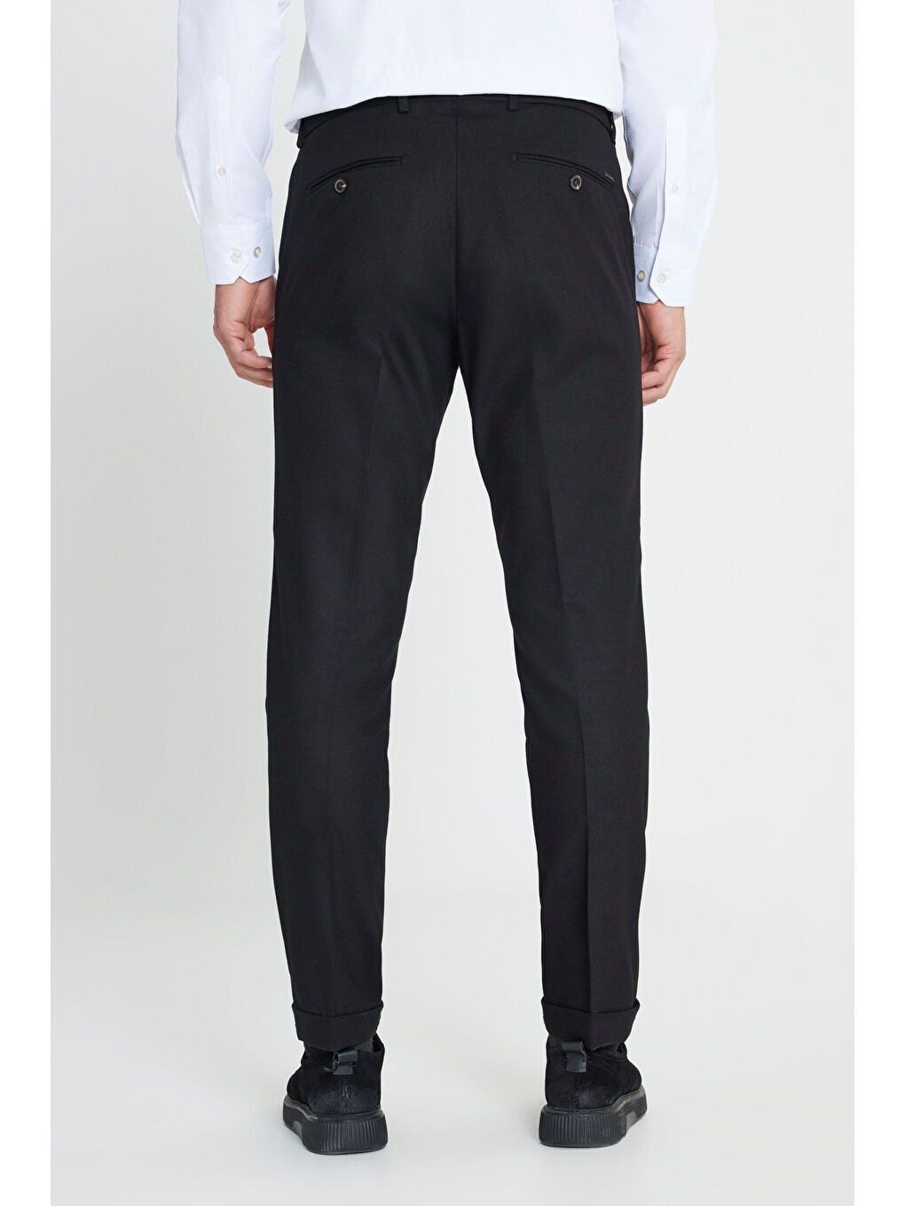 Erkek Siyah Slim Fit Dar Kesim Beli Gizli Lastikli Yan Cep Klasik Esnek Pantolon-4