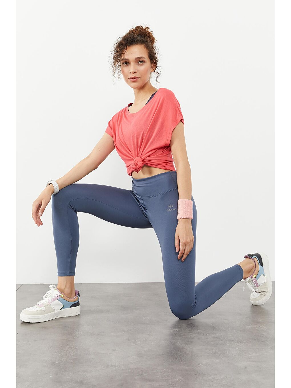 Petrol Yüksek Bel Streç Slim Fit Dar Paça Kadın Tayt - 94545-2