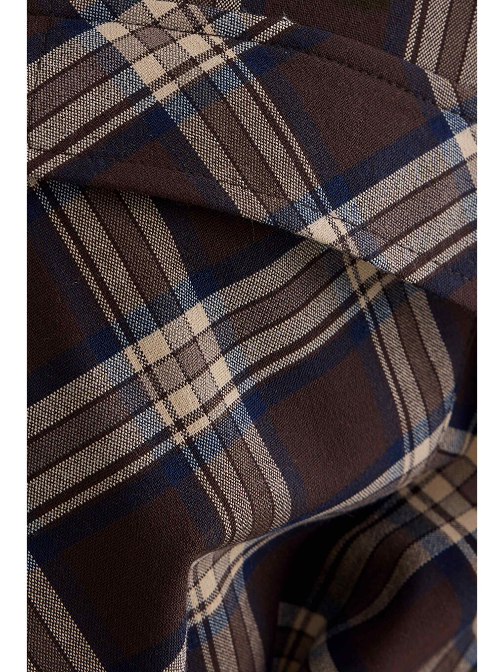 Kahverengi Cep Detaylı Ekose Gömlek Kahve-4