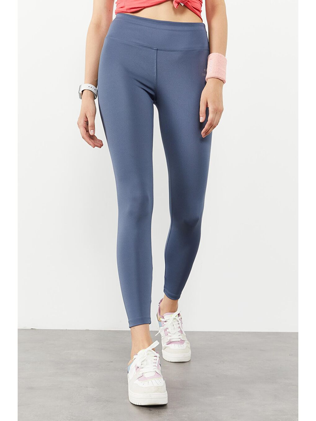 Petrol Yüksek Bel Streç Slim Fit Dar Paça Kadın Tayt - 94545-3