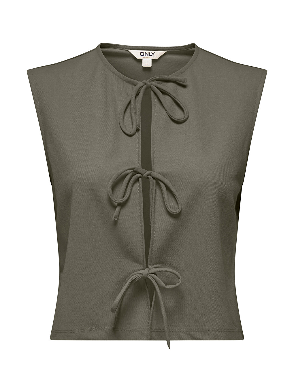 Yeşil Onlsakura Regular Fit Yuvarlak Yaka Bağlama Detaylı Yelek 15366877