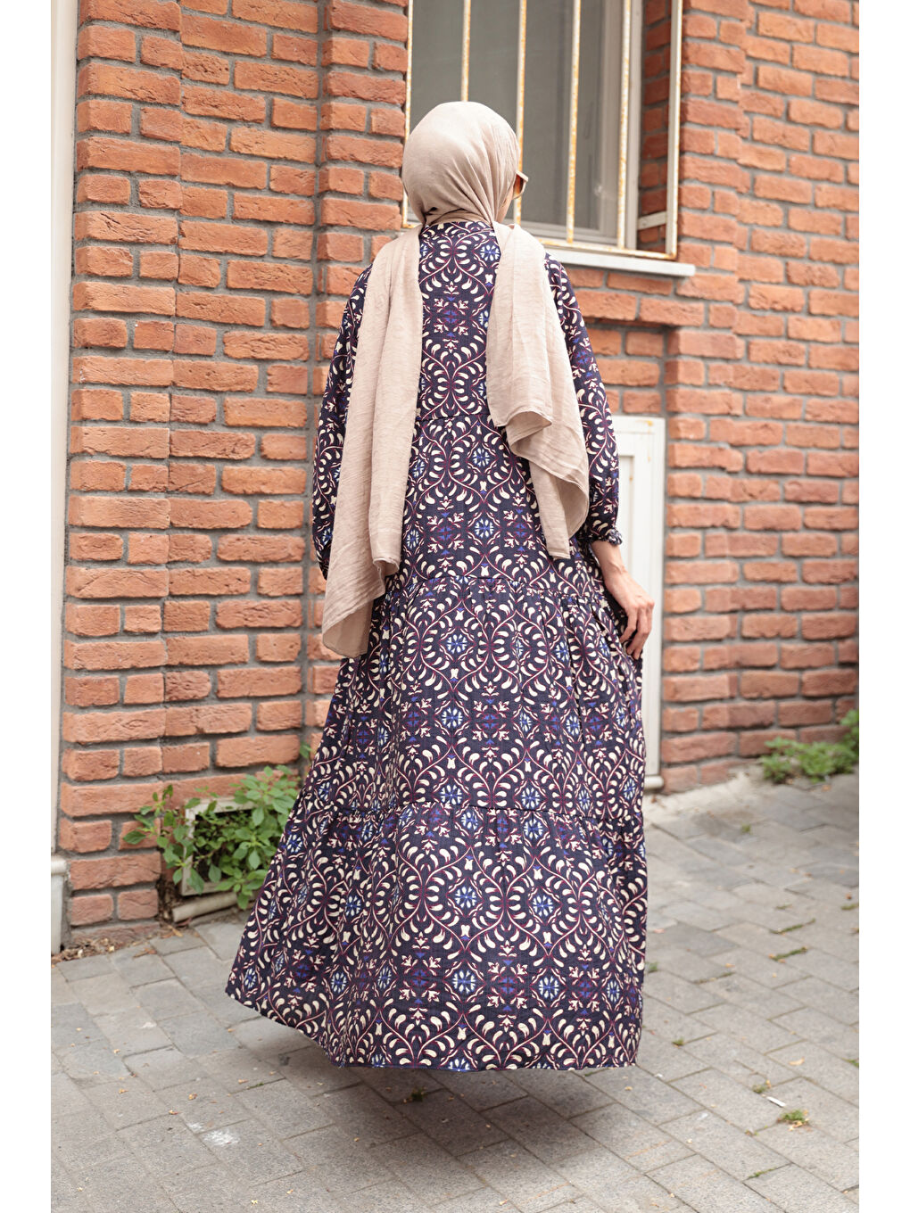 Kadın Lale Desenli Elbise Siyah-3