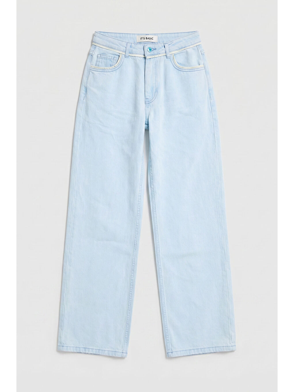 Kadın Bebe Mavi 3s6-103 Loose Fit Özel Yıkama Tasarım Denim Jean-3