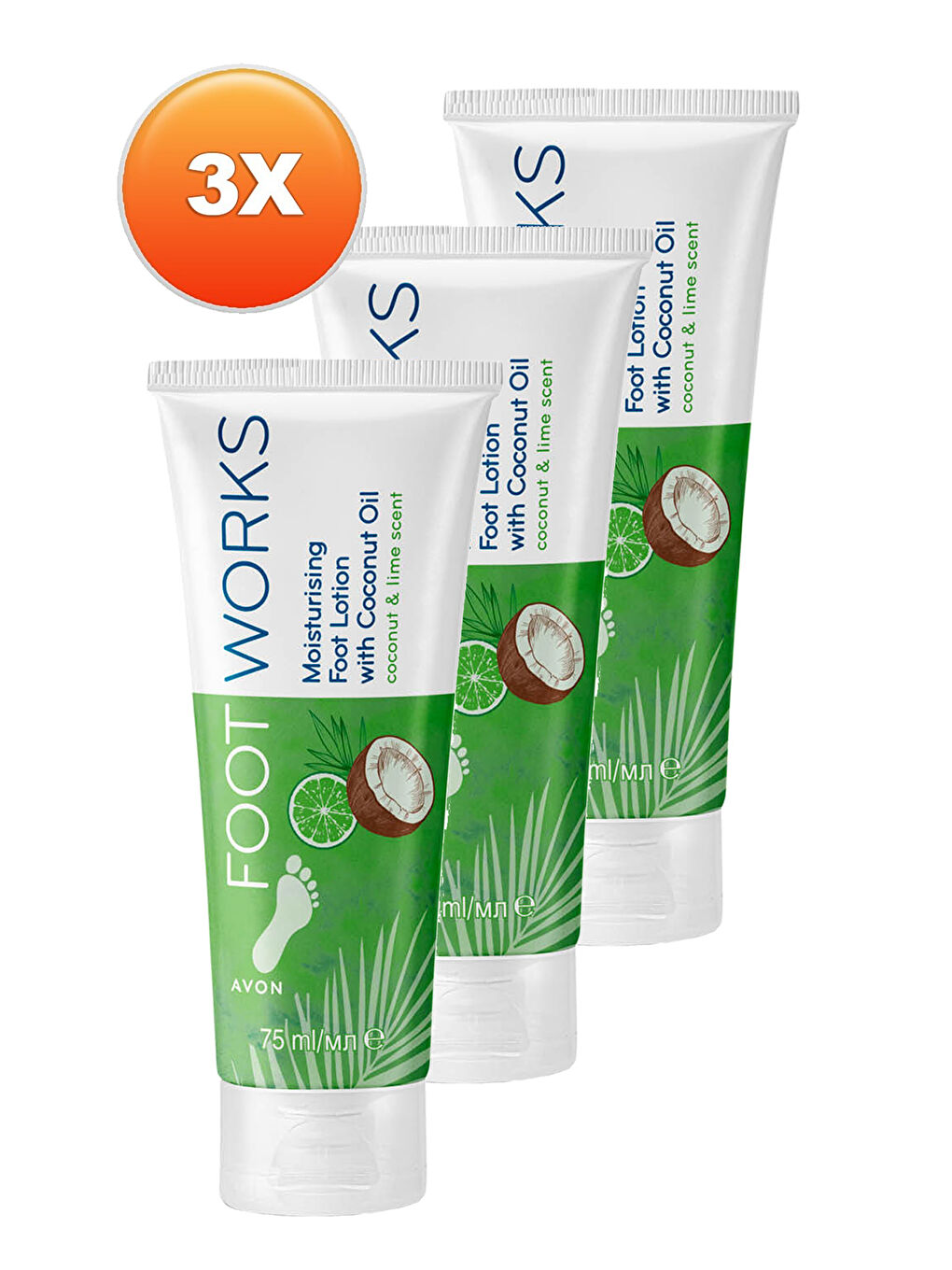 AVON Footworks Hindistan Cevizi ve Misket Limonu Özlü Ayak Losyonu 75 Ml. Üçlü Set - 1