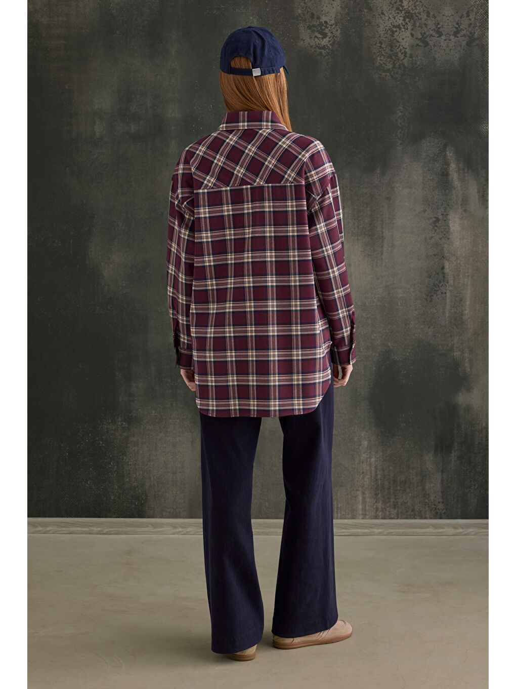 Cep Detaylı Ekose Gömlek Bordo-3