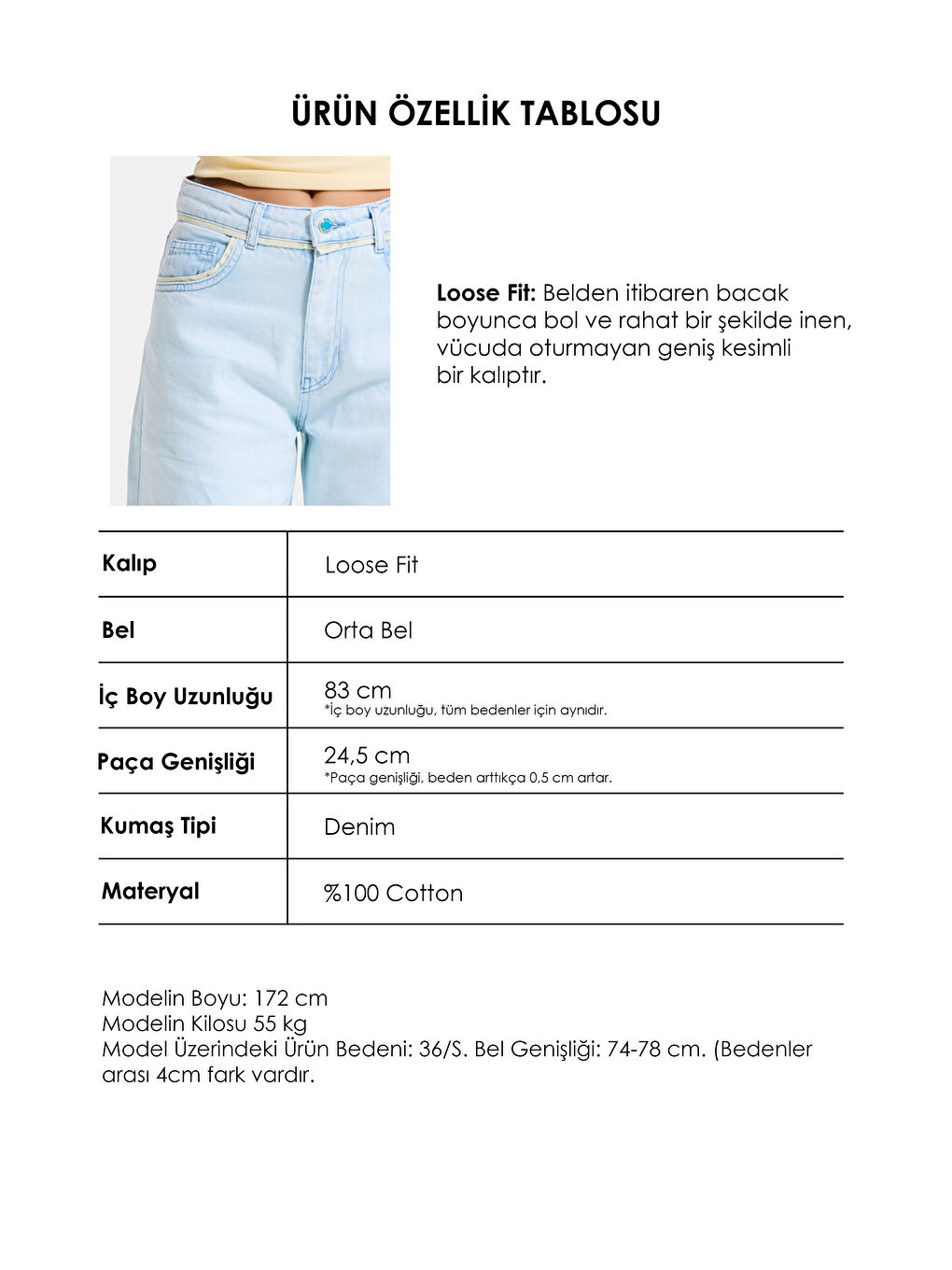 Kadın Bebe Mavi 3s6-103 Loose Fit Özel Yıkama Tasarım Denim Jean-4