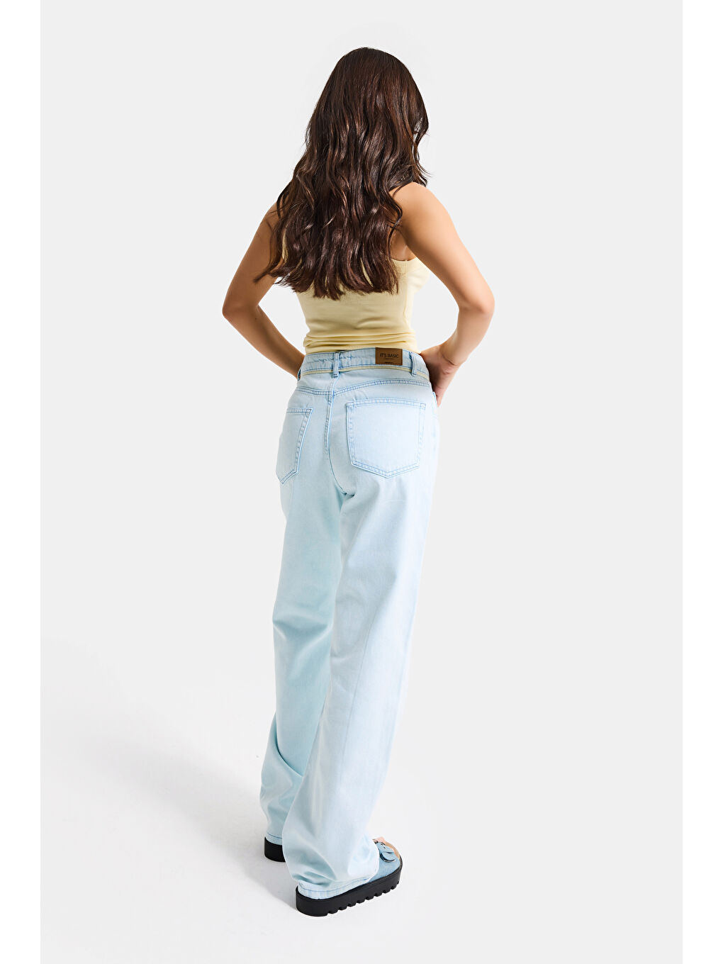 Kadın Bebe Mavi 3s6-103 Loose Fit Özel Yıkama Tasarım Denim Jean-5