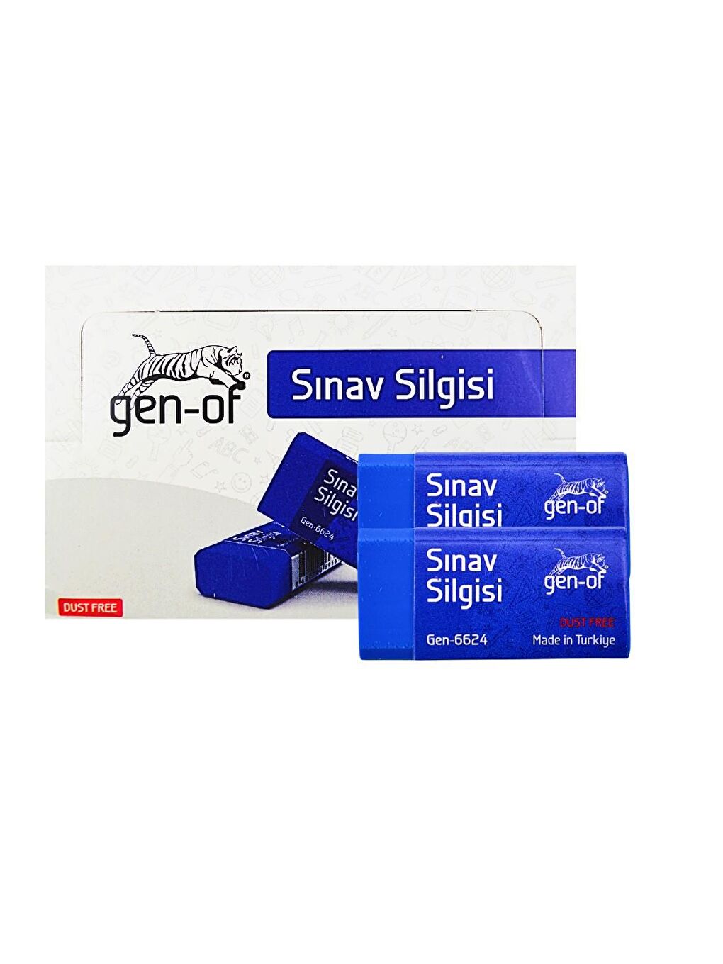 Gen-Of Mavi No:24 Dust Free Orta Boy Sınav Silgisi Mavi (GEN-6624) 24 Adet - 1