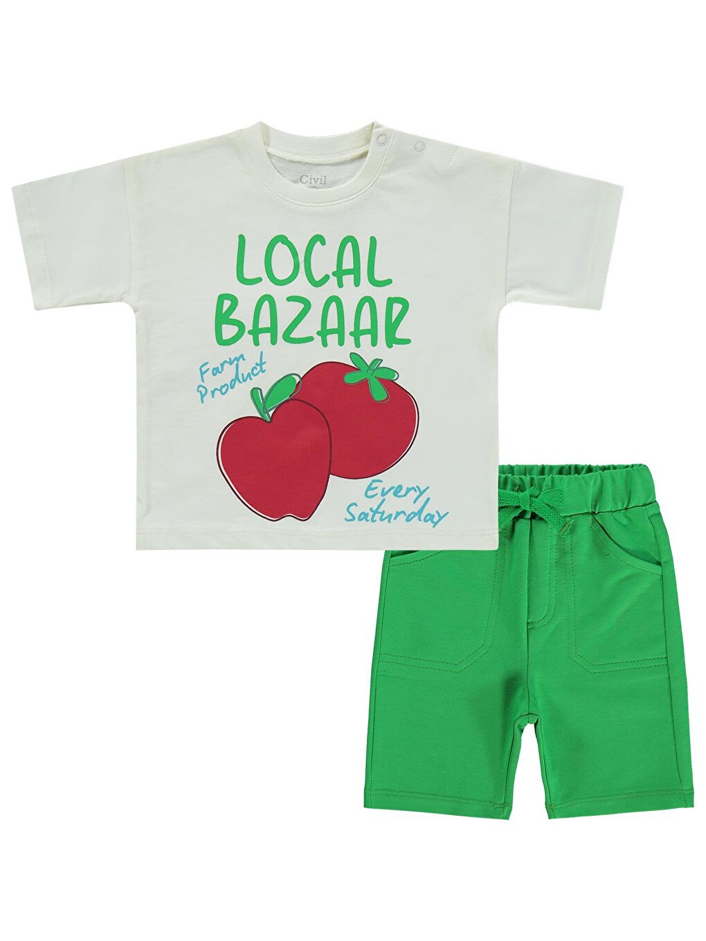 Baby Local Bazaar Baskılı 6-18 Ay Takım - Ekru