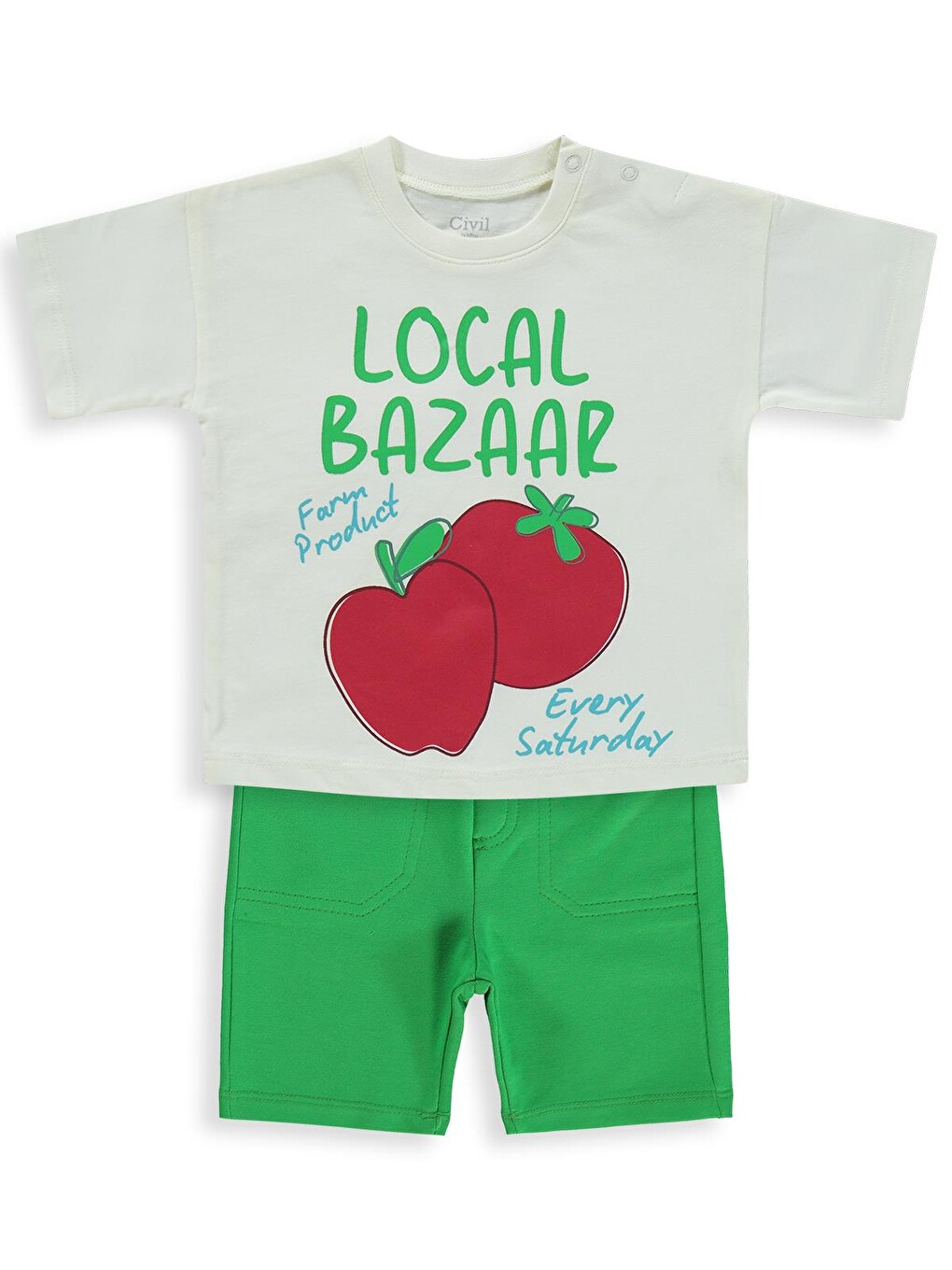 Baby Local Bazaar Baskılı 6-18 Ay Takım - Ekru-3